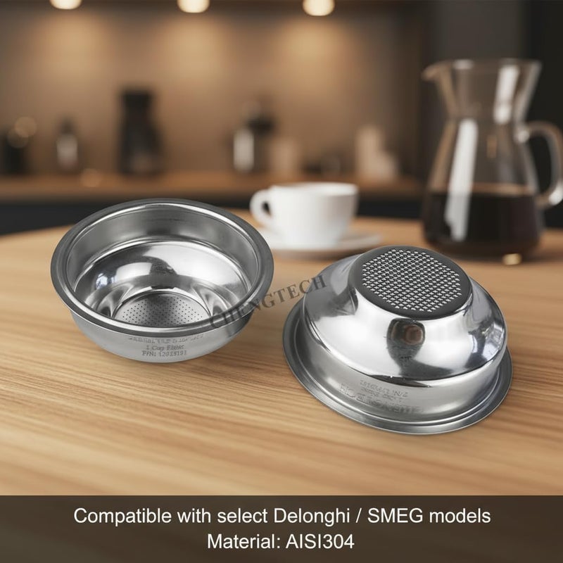 Chengtech Stainless Steel Coffee Filter, 51mm Single Cup (Single Wall/Non-pressurized) Compatible with DLG EC885/9155/9255/9355/9555/9665/9865, SMEG & EUPA Coffee Machine - Image 1